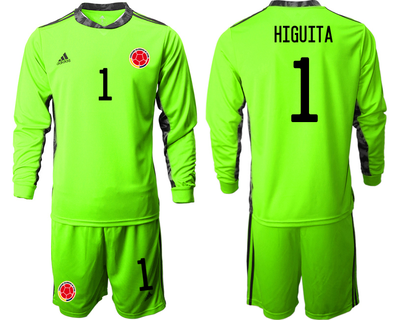 Men 2020-2021 Season National team Colombia goalkeeper Long sleeve green #1 Soccer Jersey7